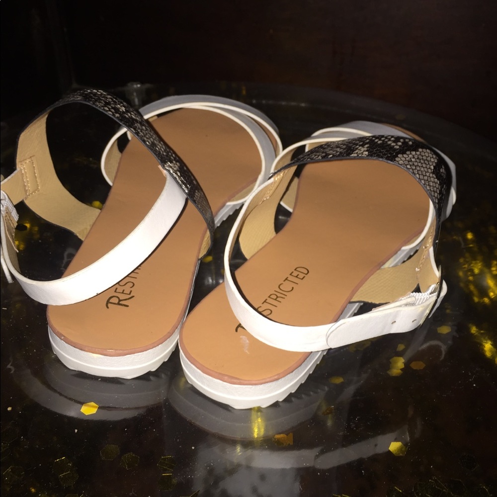 Tan, White, & Snake Print Strap Summer Sandals | NWOT - Picture 5 of 7
